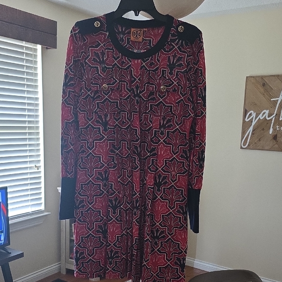 Tory Burch Red and Black Long Sleeve Dress - Picture 3 of 8